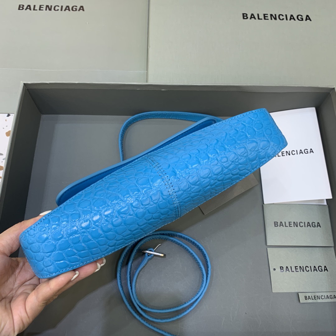 Balenciaga XX Small Flap Bag Crocodile Embossed Blue